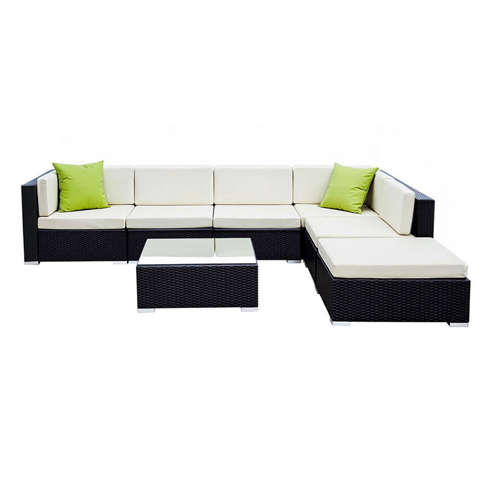7PC Sofa Set with Storage Cover Outdoor Furniture Wicker Sets Fast shipping On sale