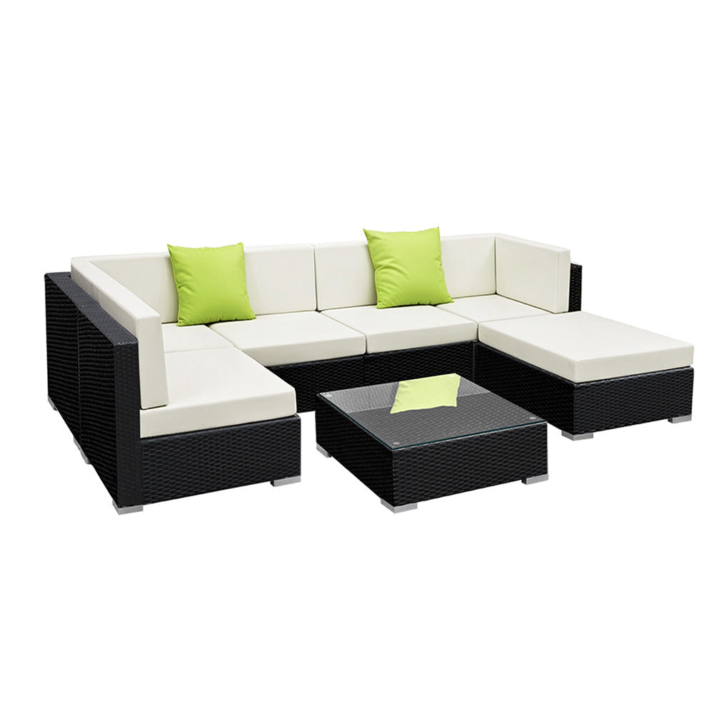 7PC Sofa Set with Storage Cover Outdoor Furniture Wicker Sets Fast shipping On sale