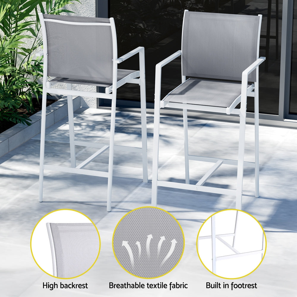 7PCS Outdoor Bar Set Stools Dining Chairs Table Patio Steel Bistro White Sets Fast shipping On sale