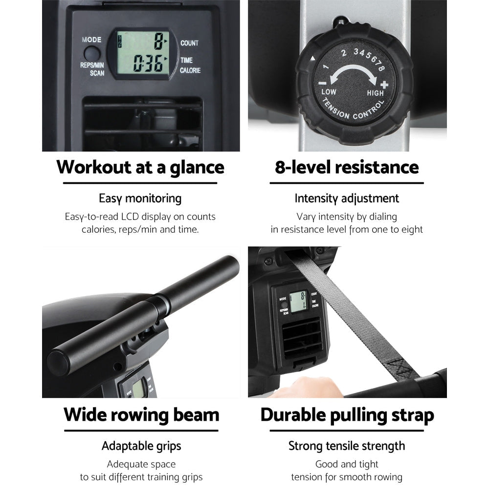 8 Level Rowing Exercise Machine Sports & Fitness Fast shipping On sale