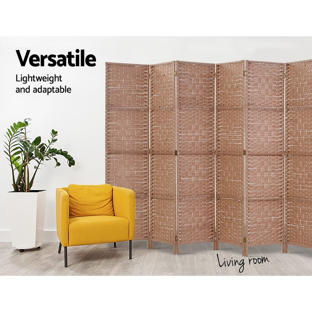 8 Panel Room Divider Screen Privacy Rattan Timber Foldable Dividers Stand Hand Woven Fast shipping On sale