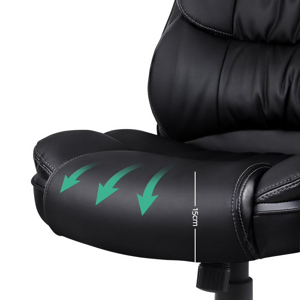 8 Point PU Leather Reclining Massage Chair - Black Office Fast shipping On sale
