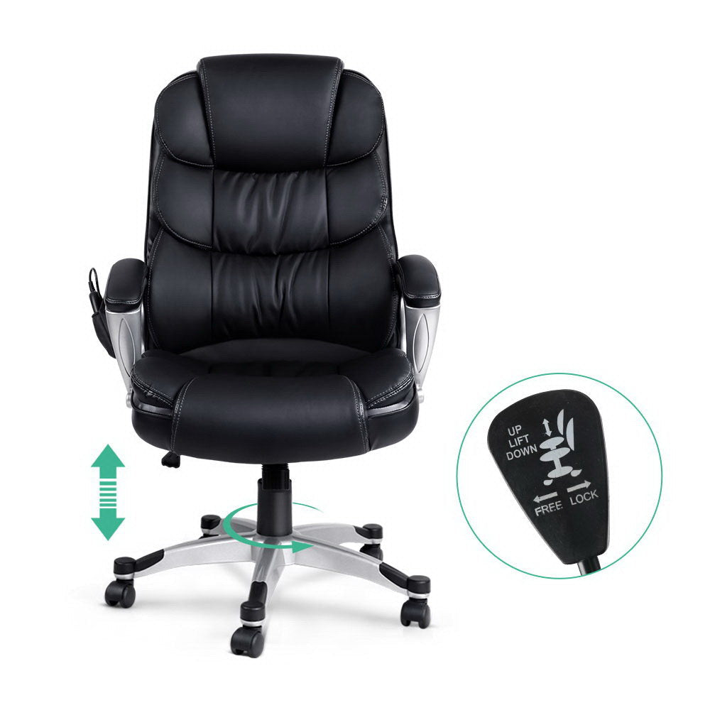 8 Point PU Leather Reclining Massage Chair - Black Office Fast shipping On sale