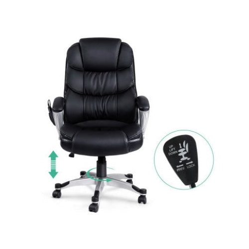 8 Point PU Leather Reclining Massage Chair - Black Office Fast shipping On sale