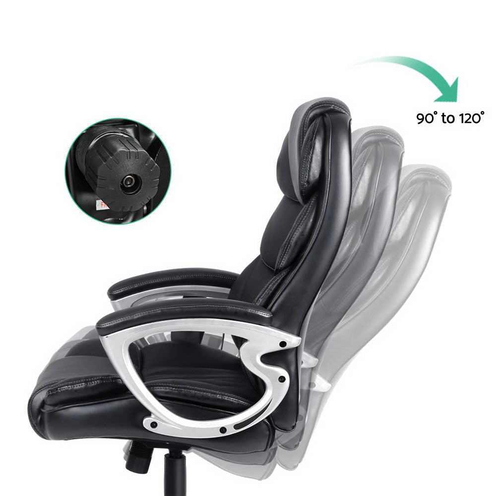 8 Point PU Leather Reclining Massage Chair - Black Office Fast shipping On sale