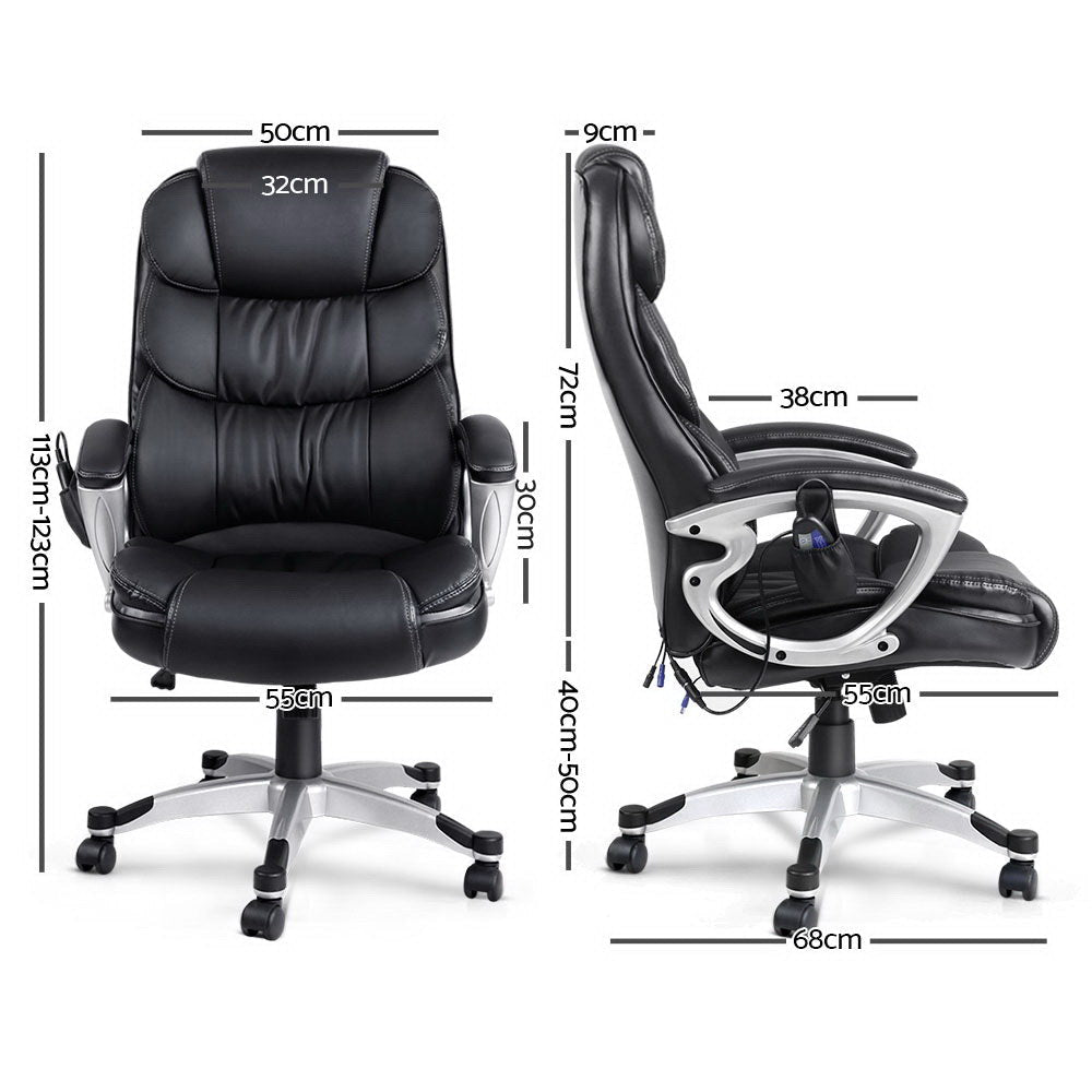 8 Point PU Leather Reclining Massage Chair - Black Office Fast shipping On sale