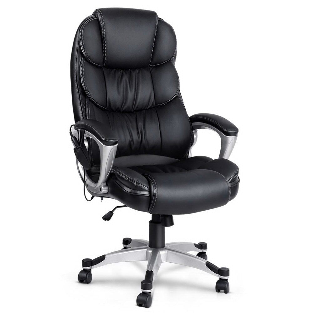 8 Point PU Leather Reclining Massage Chair - Black Office Fast shipping On sale