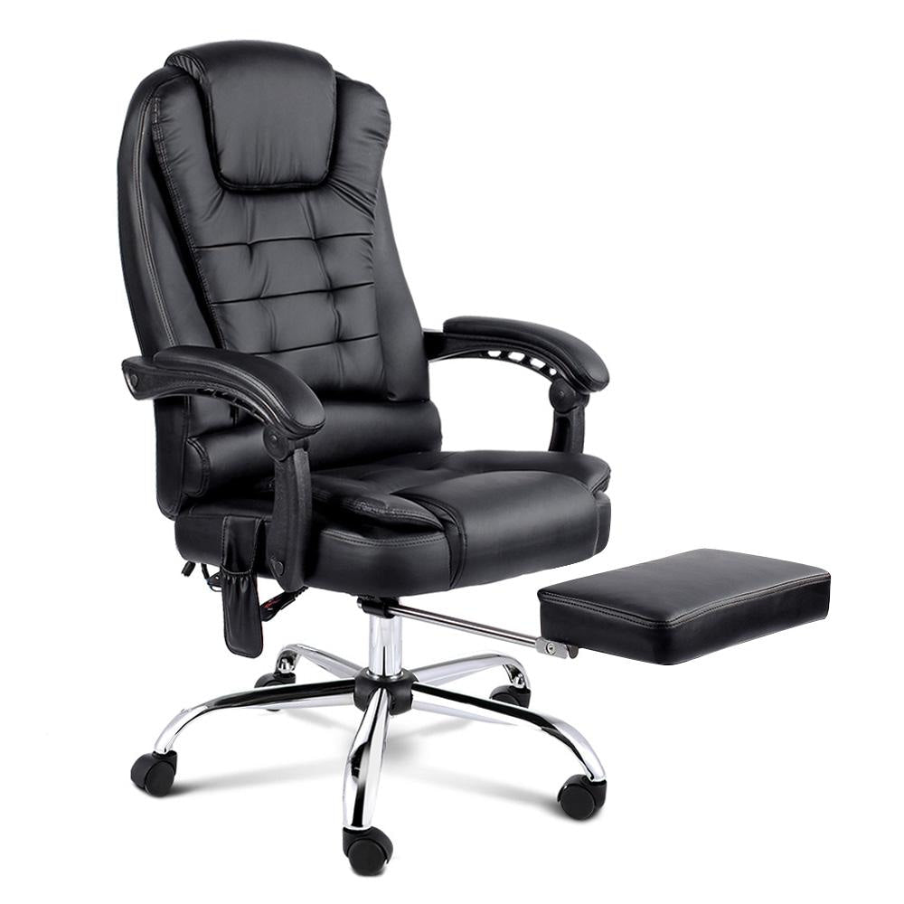 8 Point Reclining Massage Chair - Black Office Fast shipping On sale
