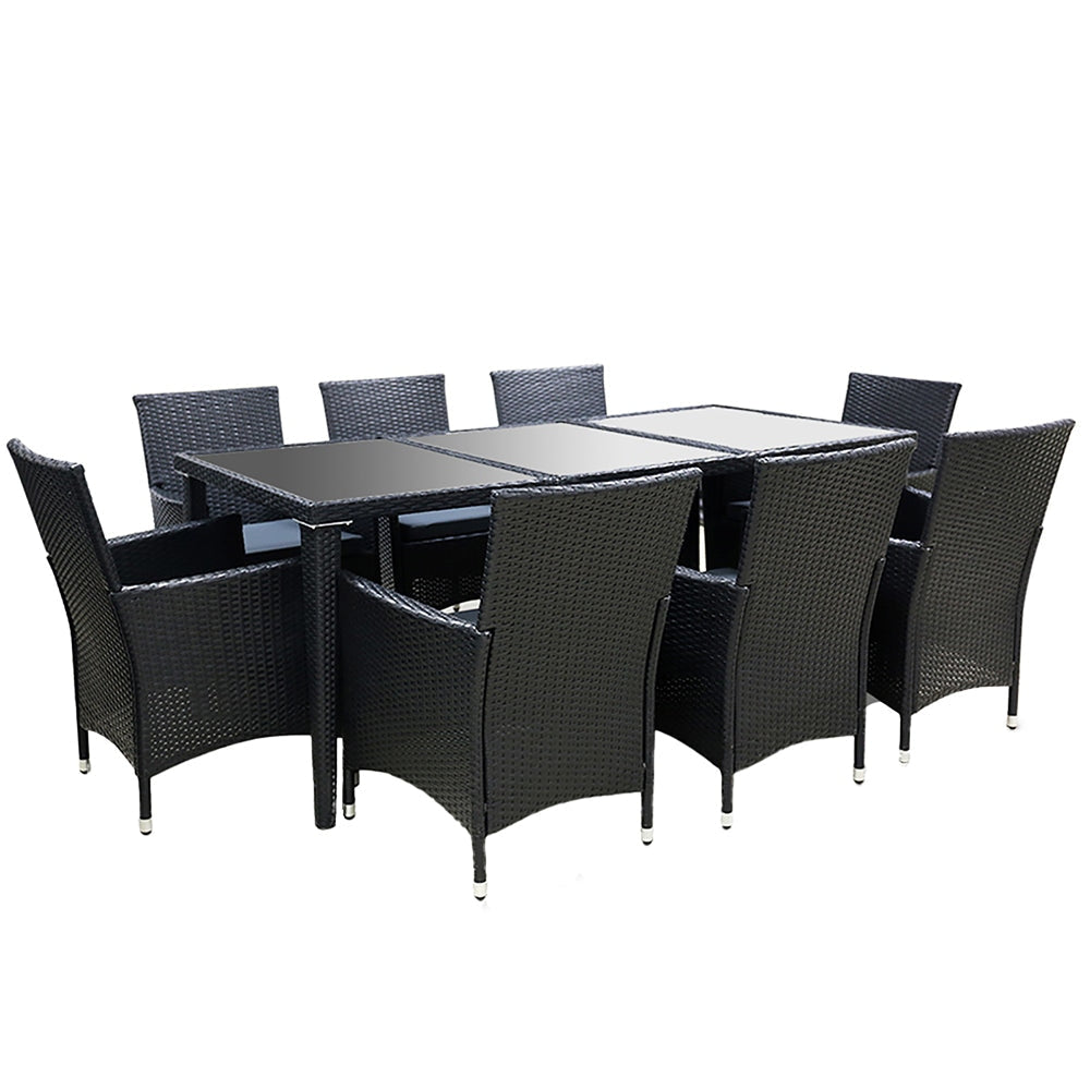 9 Piece Outdoor Dining Set - Black Sets Fast shipping On sale