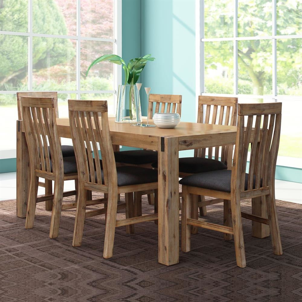9 Pieces Dining Suite 210cm Large Size Table & 8X Chairs with Solid Acacia Wooden Base in Oak Colour Set Fast shipping On sale