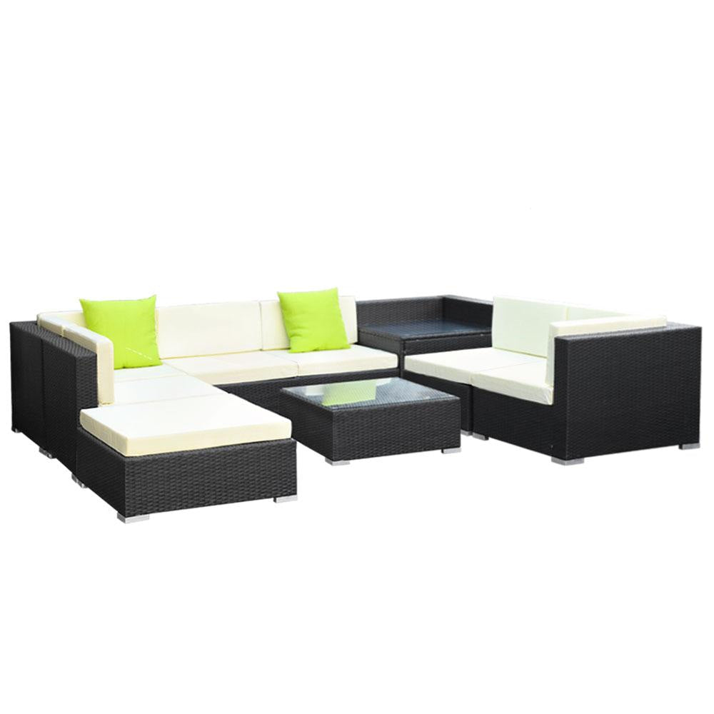 9PC Sofa Set with Storage Cover Outdoor Furniture Wicker Sets Fast shipping On sale