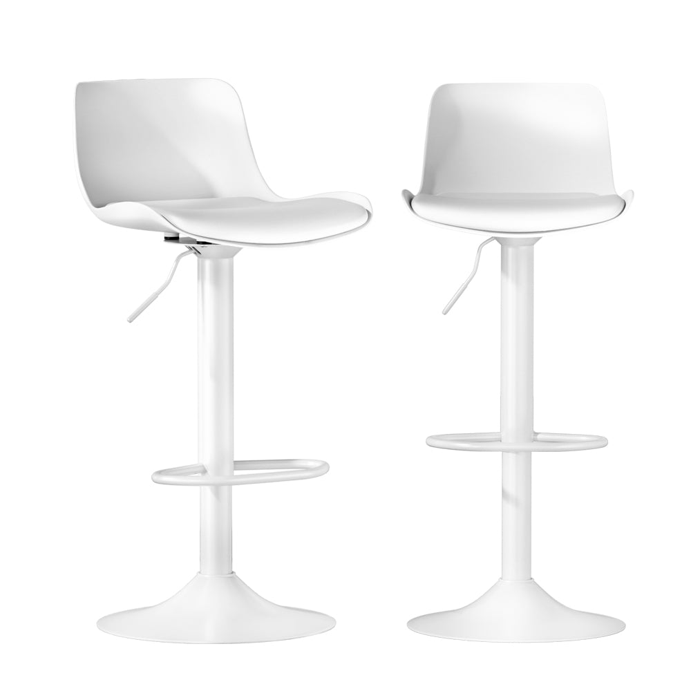 Bar Stools Kitchen Swivel Gas Lift Stool Leather Dining Chairs White x2 Fast shipping On sale