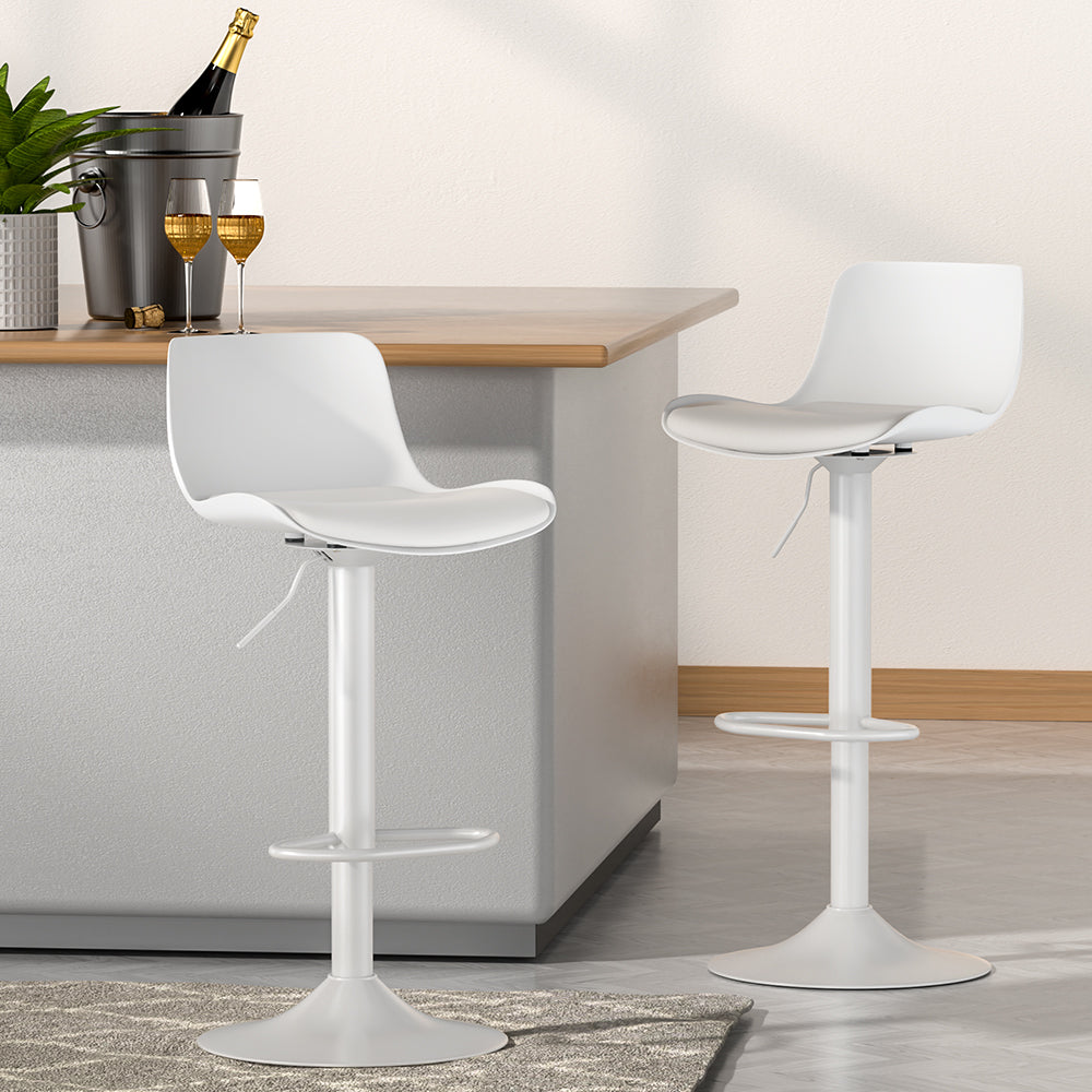 Bar Stools Kitchen Swivel Gas Lift Stool Leather Dining Chairs White x2 Fast shipping On sale