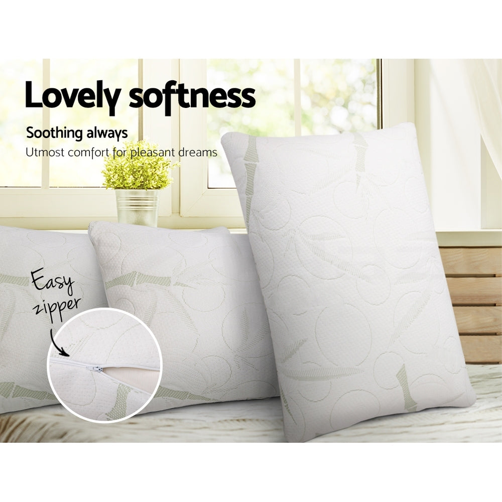 Bedding Set of 2 Bamboo Pillow with Memory Foam