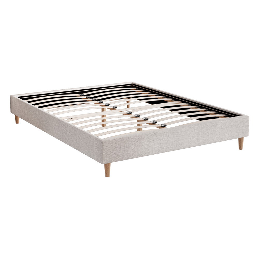 Bed Frame Double Size Beige ZORA Fast shipping On sale