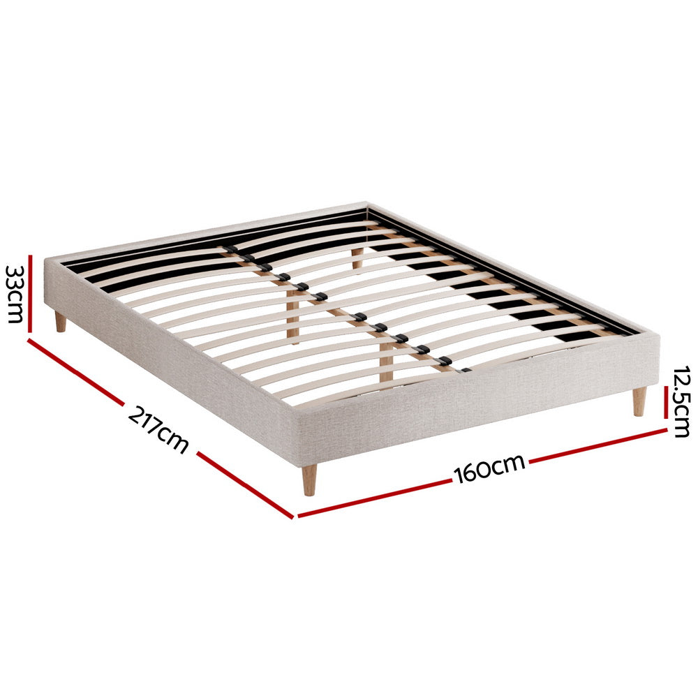 Bed Frame Queen Size Beige ZORA Fast shipping On sale