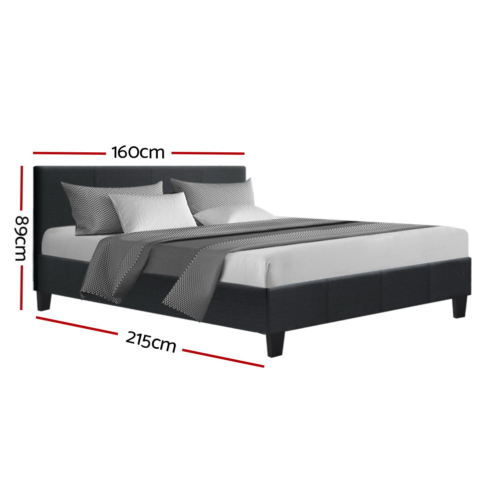Neo Bed Frame Fabric - Charcoal Queen