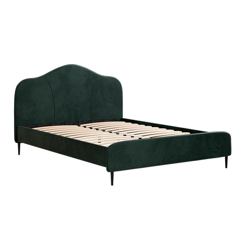 Bed Frame Queen Size Velvet Dark Green OLAN Fast shipping On sale