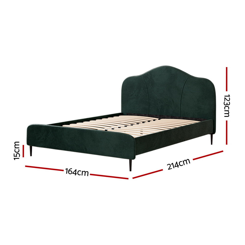 Bed Frame Queen Size Velvet Dark Green OLAN Fast shipping On sale