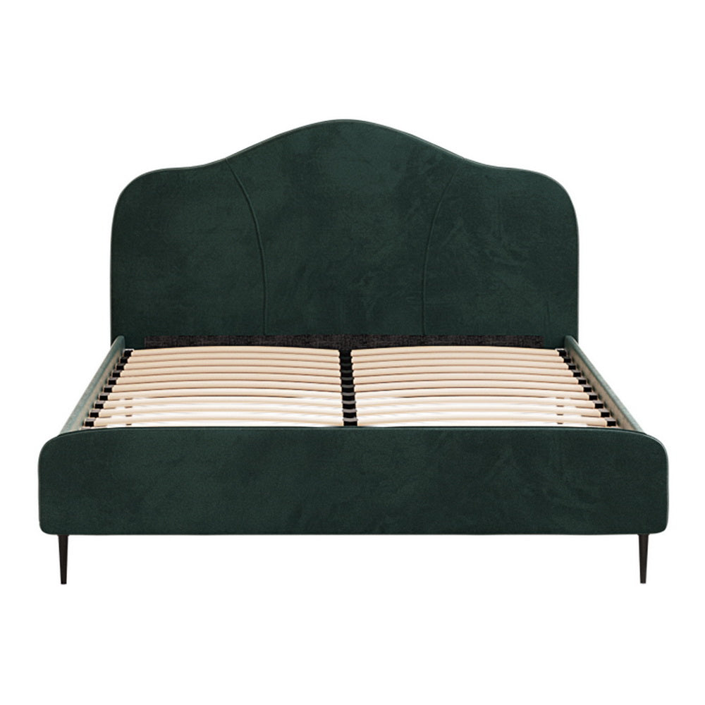 Bed Frame Queen Size Velvet Dark Green OLAN Fast shipping On sale