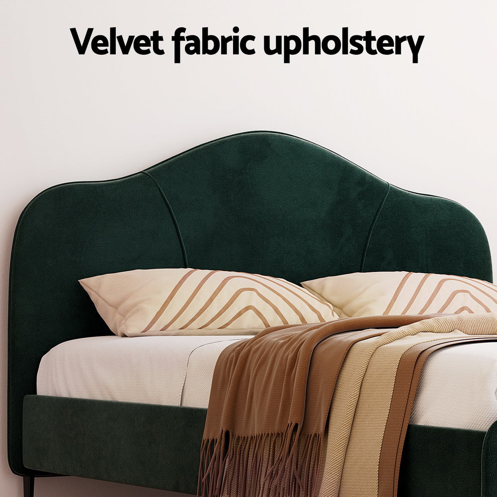 Bed Frame Queen Size Velvet Dark Green OLAN Fast shipping On sale