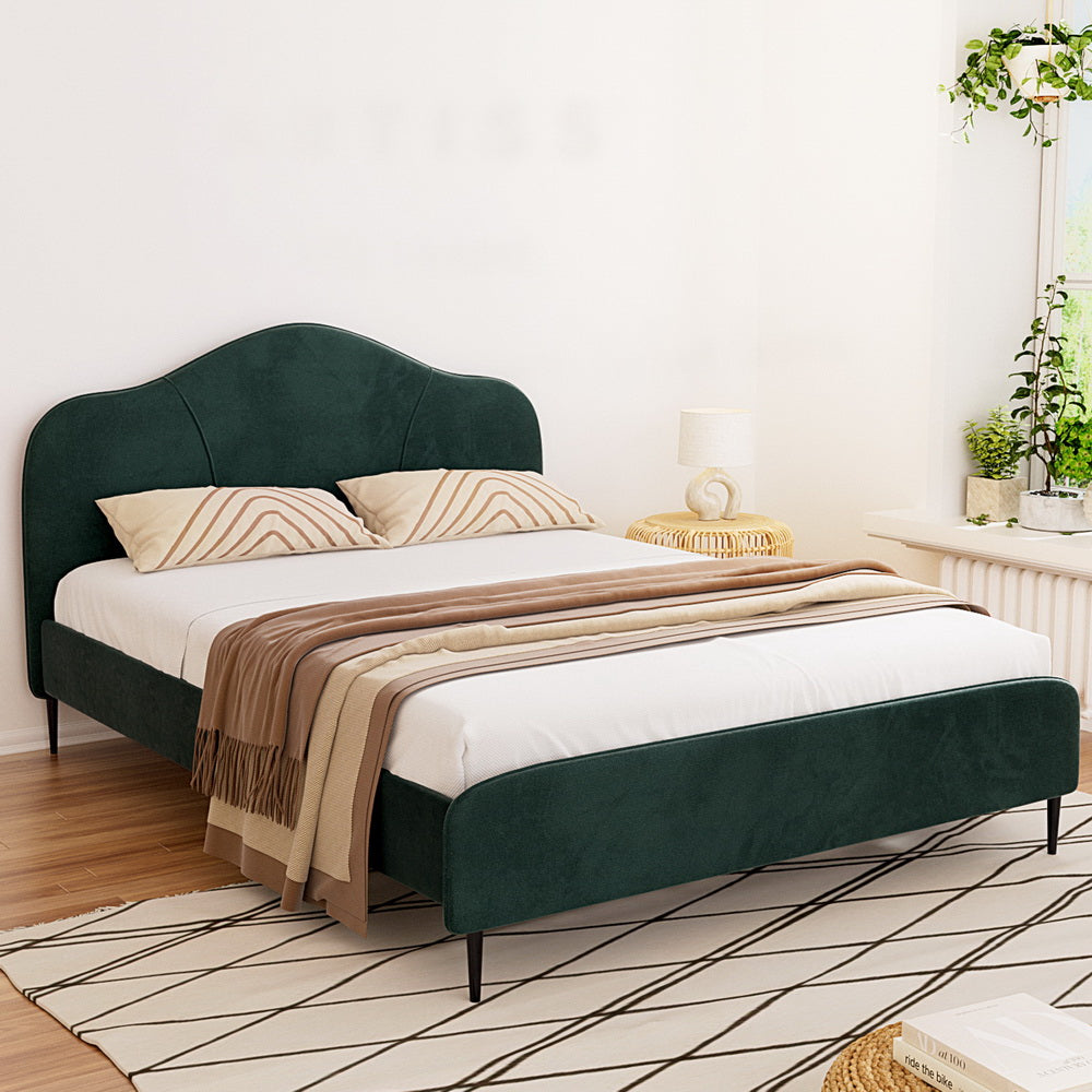 Bed Frame Queen Size Velvet Dark Green OLAN Fast shipping On sale