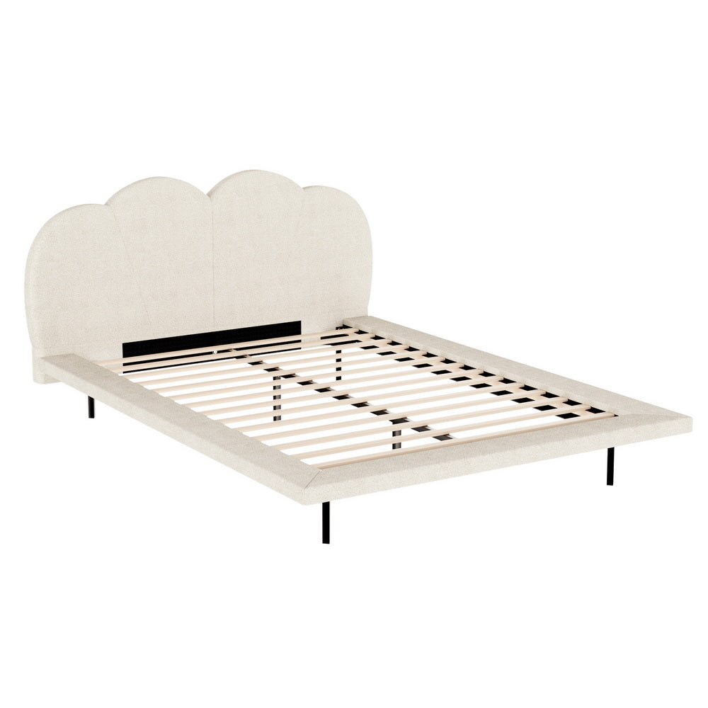 Bed Frame Queen Size Boucle Beige SASA Fast shipping On sale