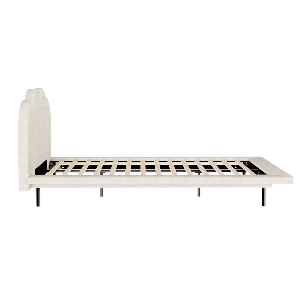 Bed Frame Queen Size Boucle Beige SASA Fast shipping On sale