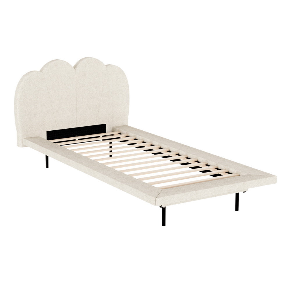 Bed Frame Single Size Boucle Beige SASA Fast shipping On sale