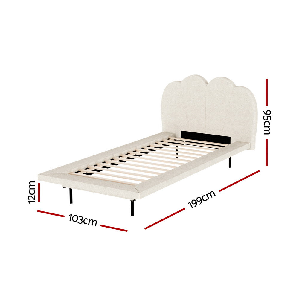 Bed Frame Single Size Boucle Beige SASA Fast shipping On sale