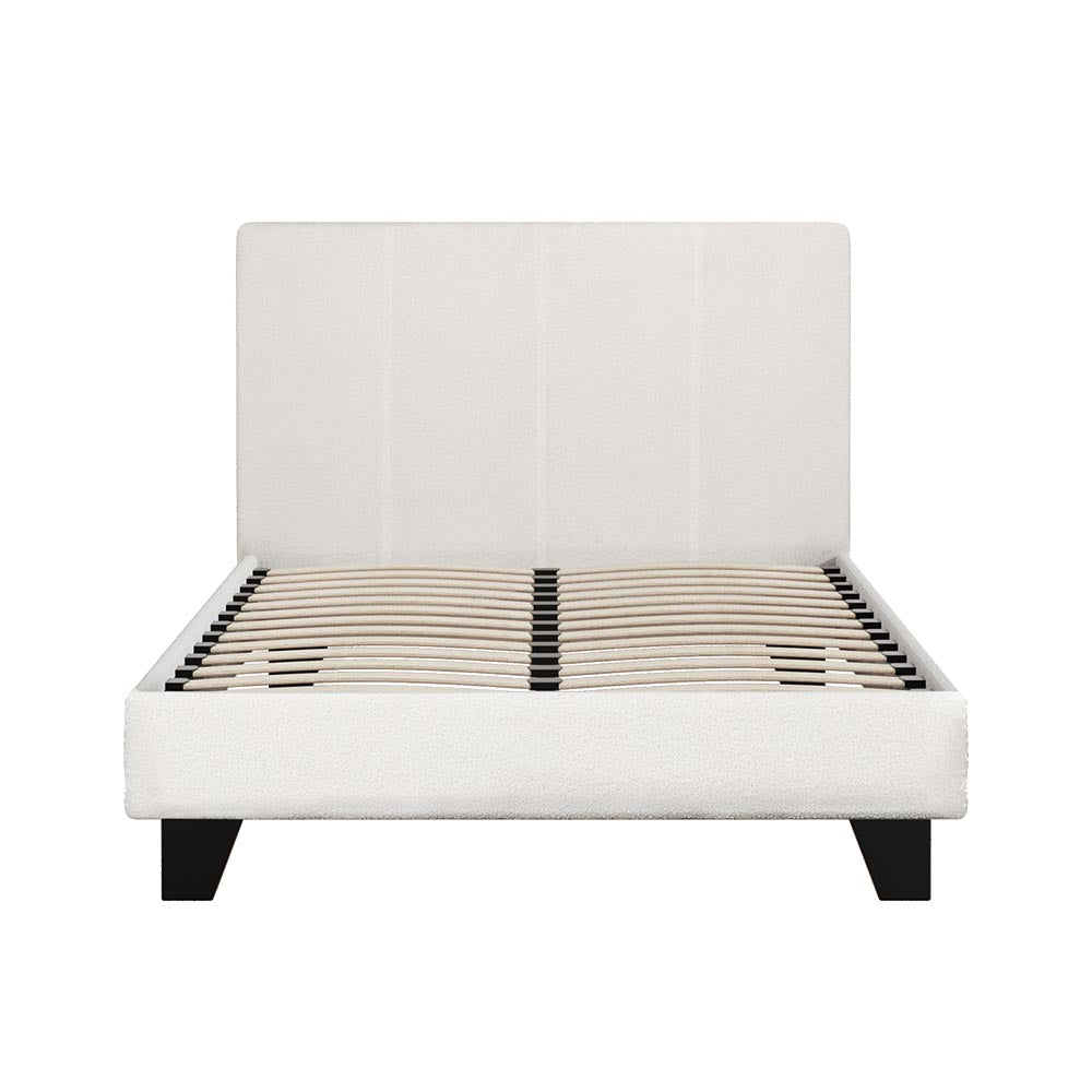Bed Frame King Single Size Boucle Fabric Mattress Base Platform Wooden