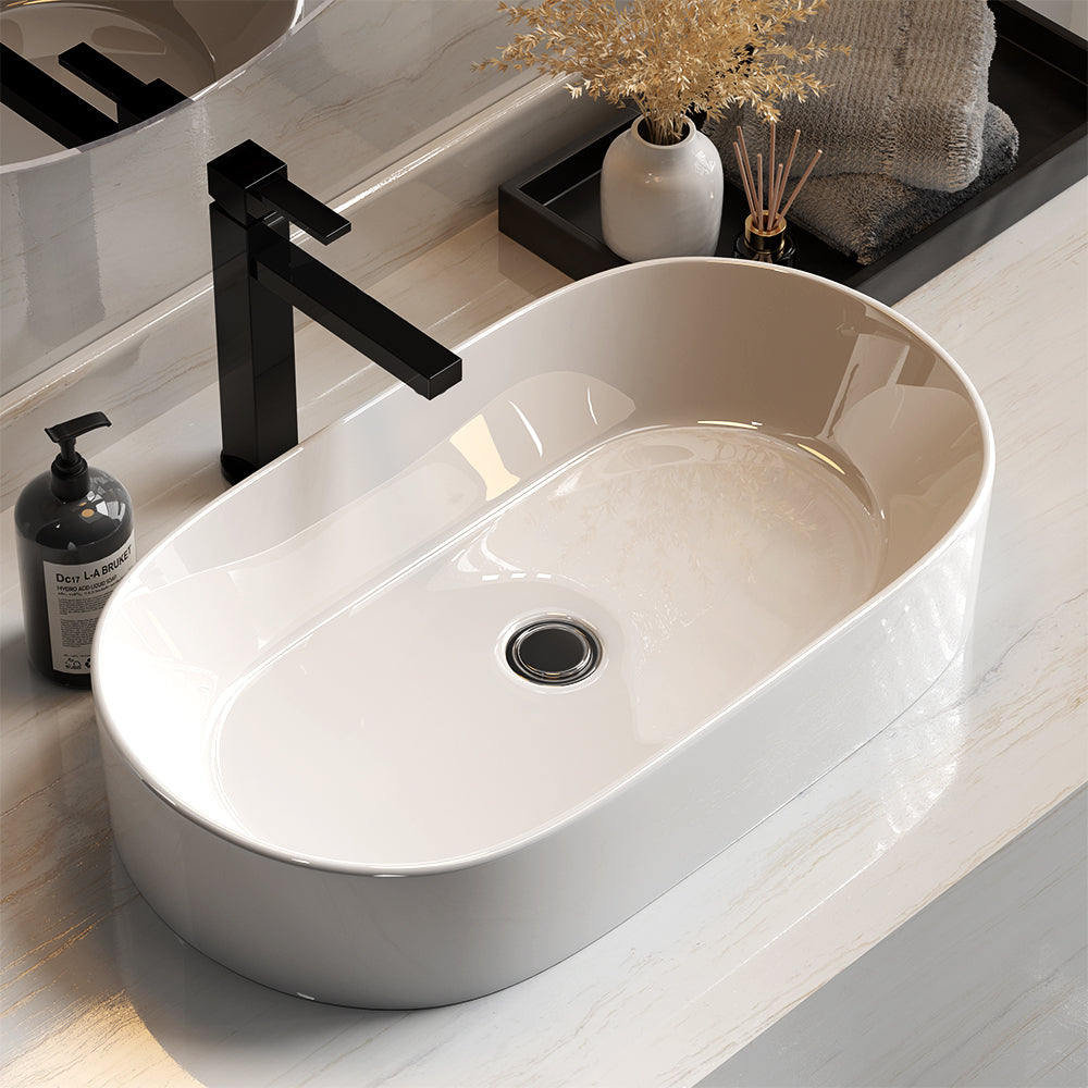 Cefito Bathroom Basin Vanity Ceramic Basin Above Counter Hand Wash Long Shape