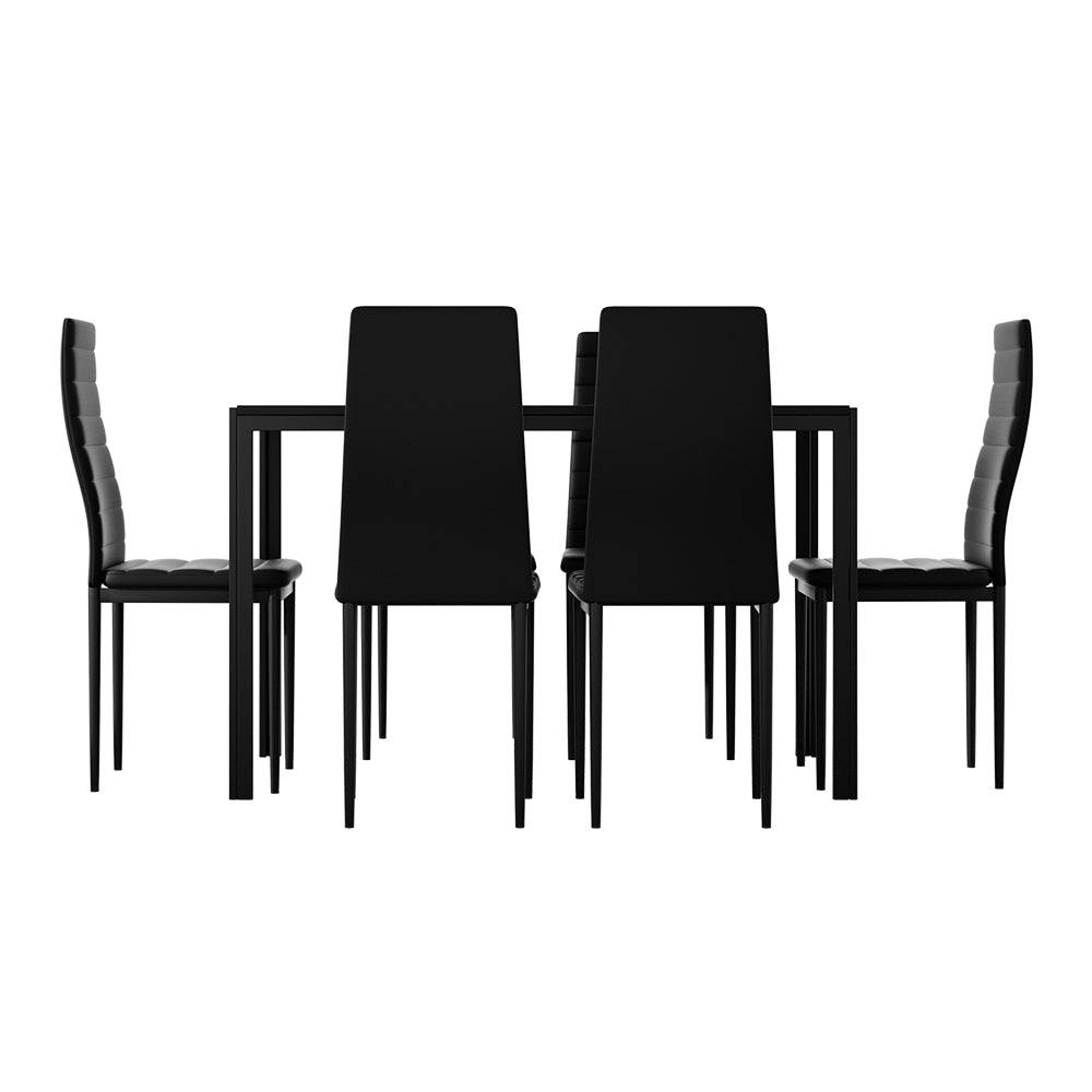 Dining Chairs and Table Dining Set 6 Chair Set Of 7 Wooden Top Black