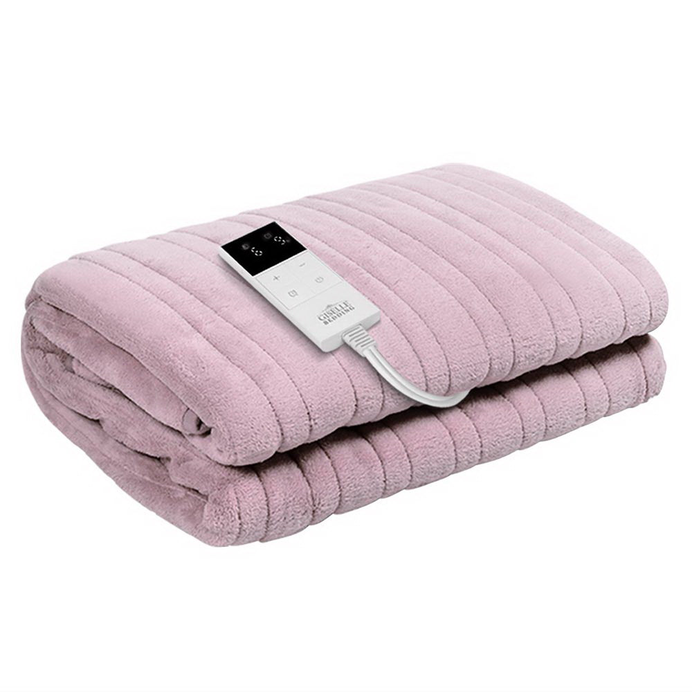 Bedding Heated Electric Throw Rug Fleece Sunggle Blanket Washable Pink