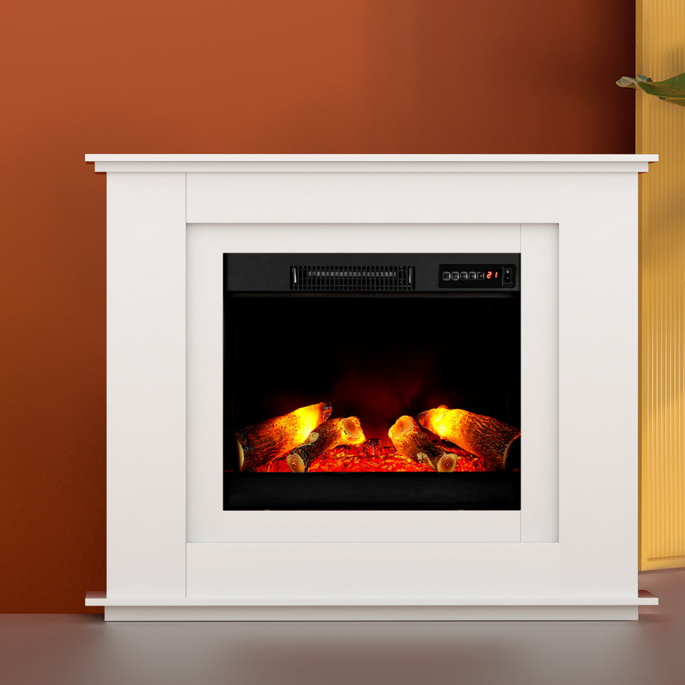 2000W Electric Fireplace Mantle Portable Fire Log Wood Heater 3D Flame Effect White