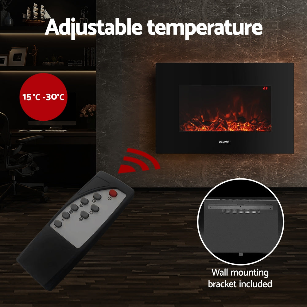 Electric Fireplace Fire Heater 2000W Black Heaters Fast shipping On sale