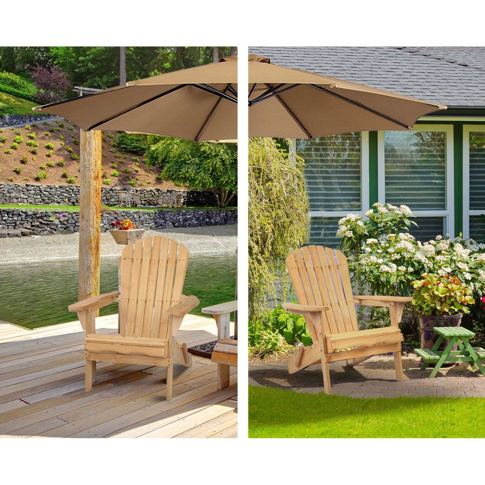 3 Piece Wooden Outdoor Beach Chair and Table Set