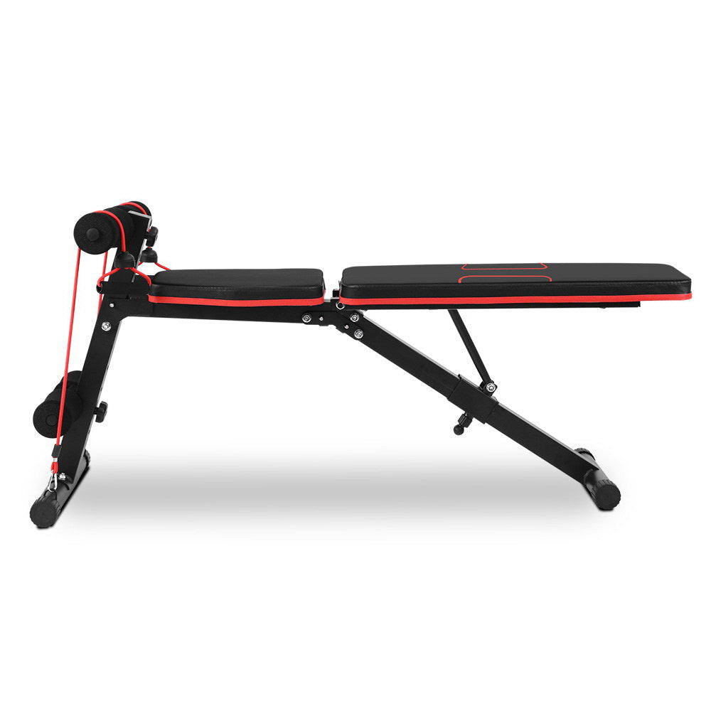 Adjustable FID Weight Bench Fitness Flat Incline Gym Home Steel Frame
