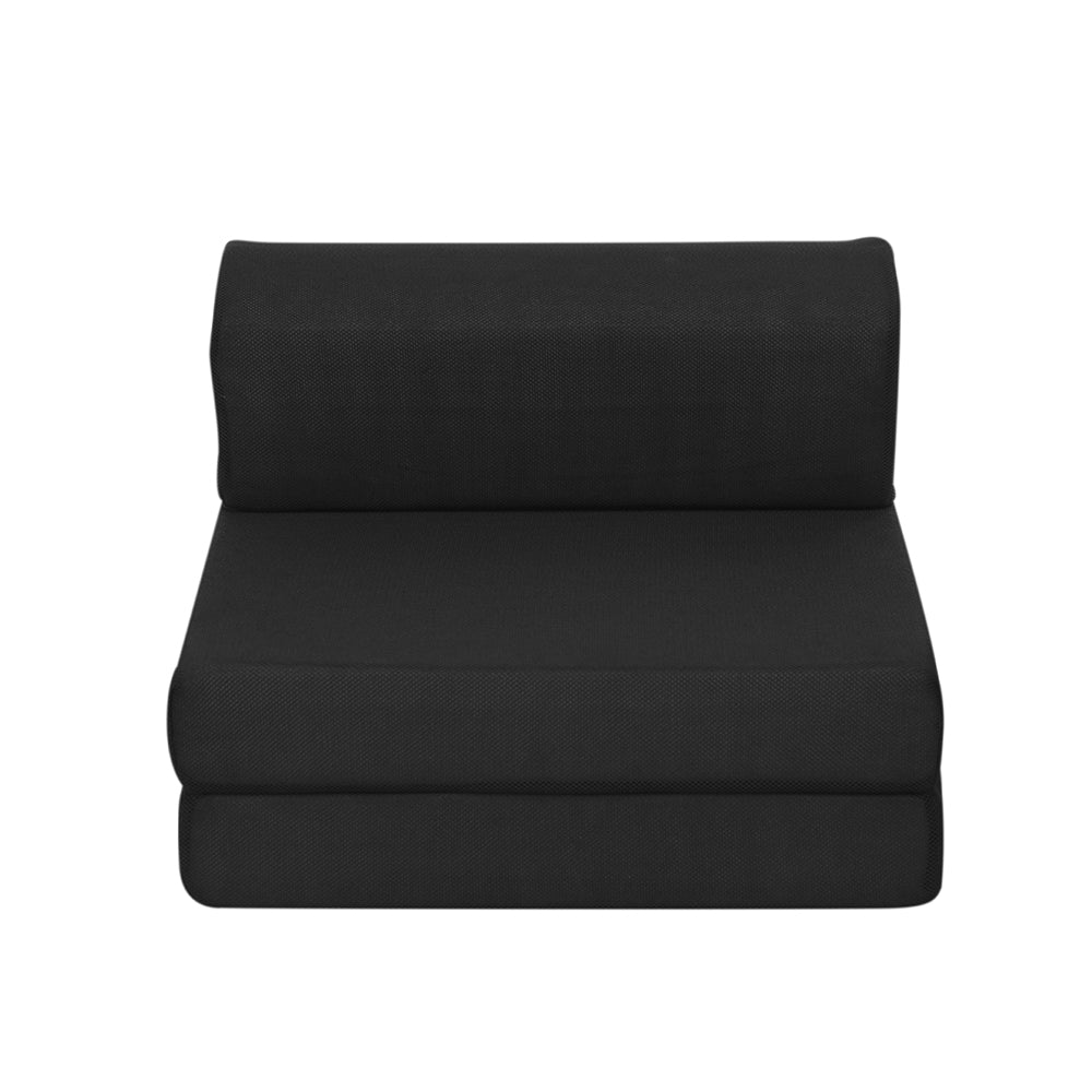 Bedding Folding Foam Mattress Portable Single Sofa Bed Mat Air Mesh Fabric Black