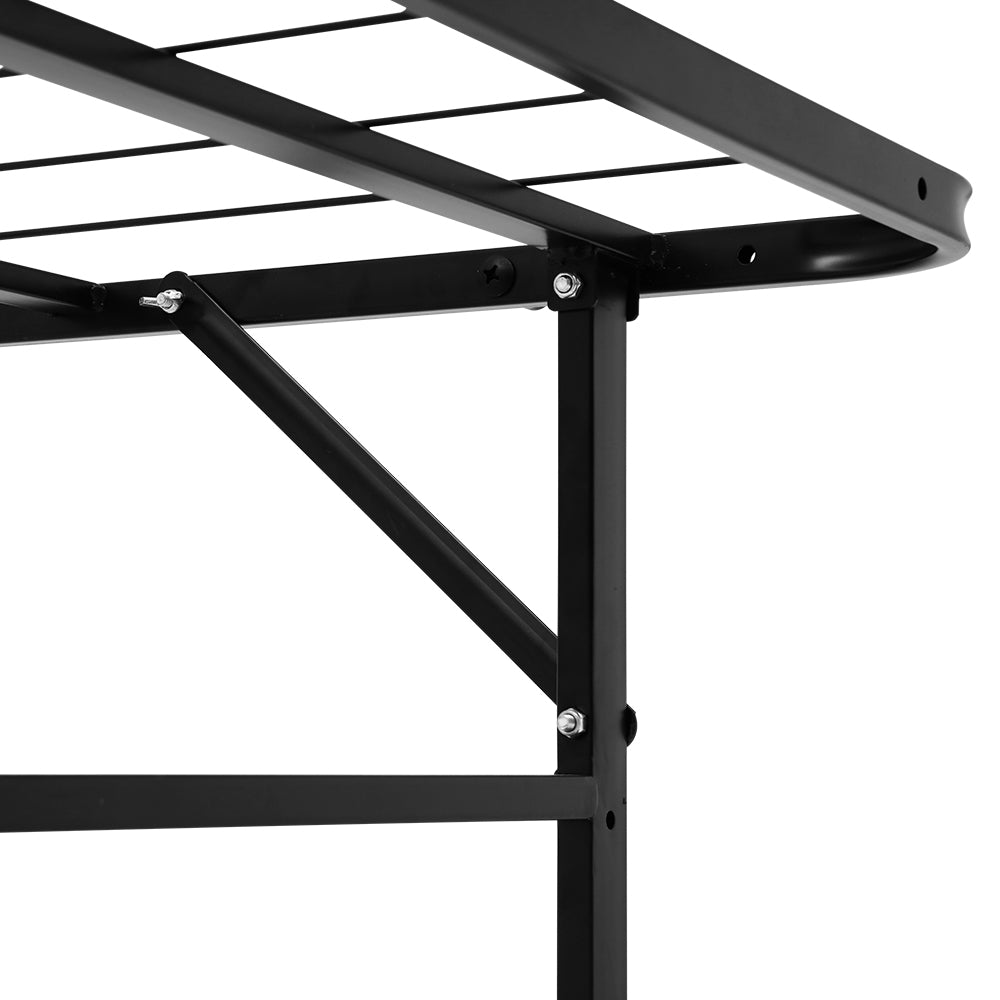 Foldable King Single Metal Bed Frame - Black