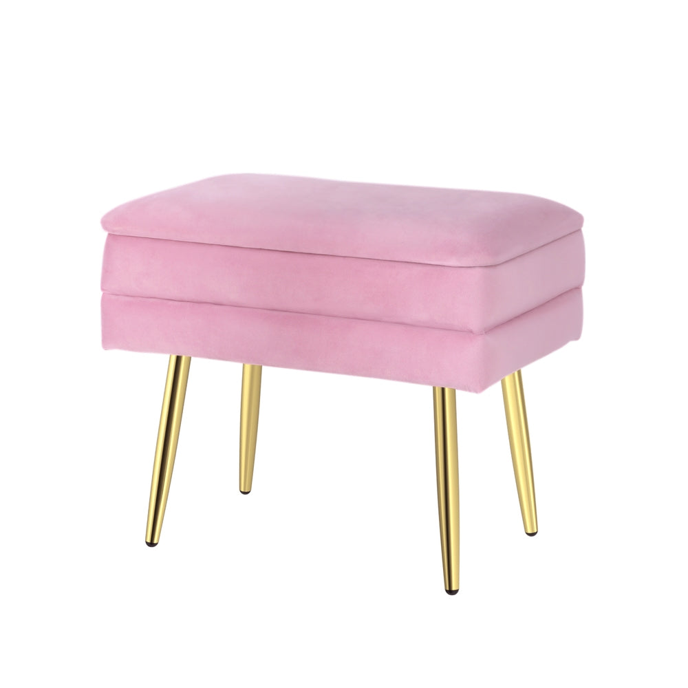 Ottoman Storage Foot Stool Velvet Pink Fast shipping On sale