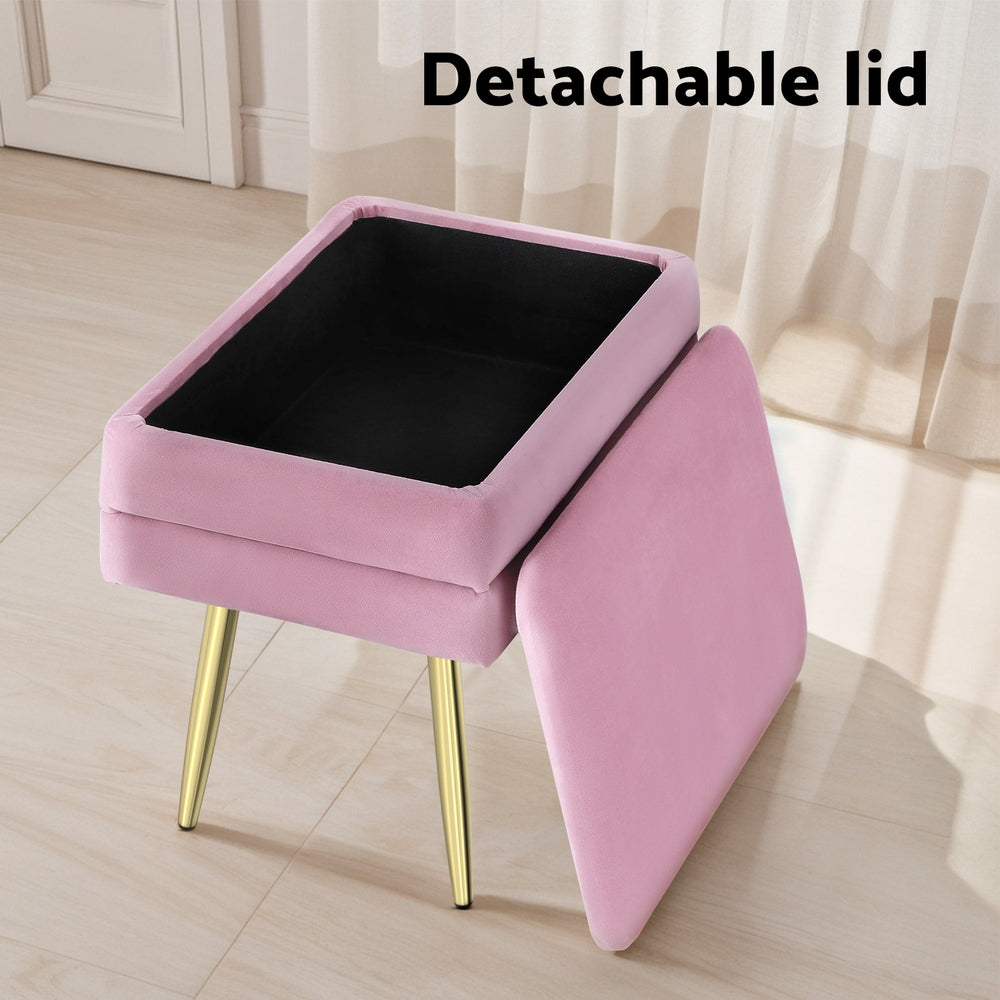 Ottoman Storage Foot Stool Velvet Pink Fast shipping On sale