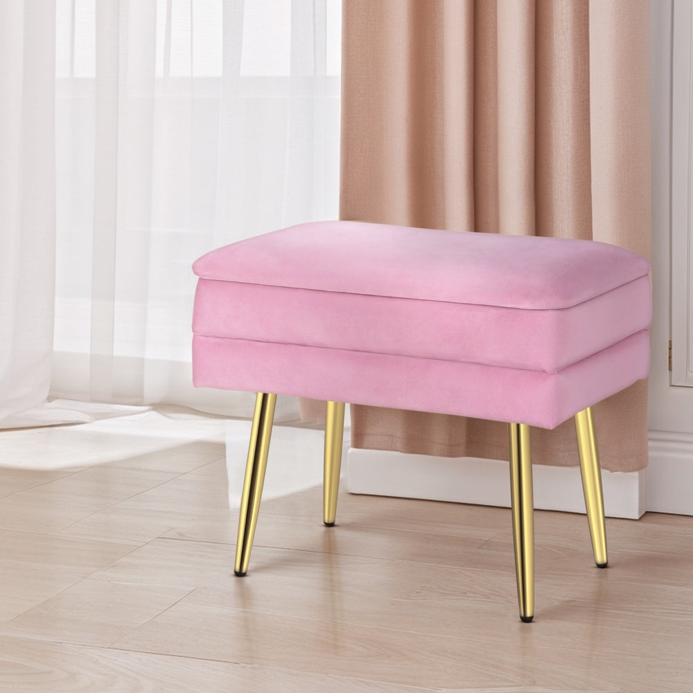 Ottoman Storage Foot Stool Velvet Pink Fast shipping On sale