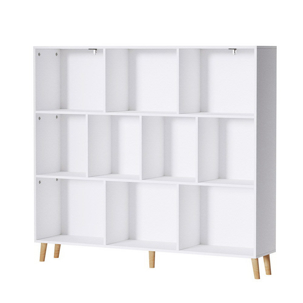 Bookshelf 3 Tiers 10 Cubes - CORA White Bookcase Fast shipping On sale