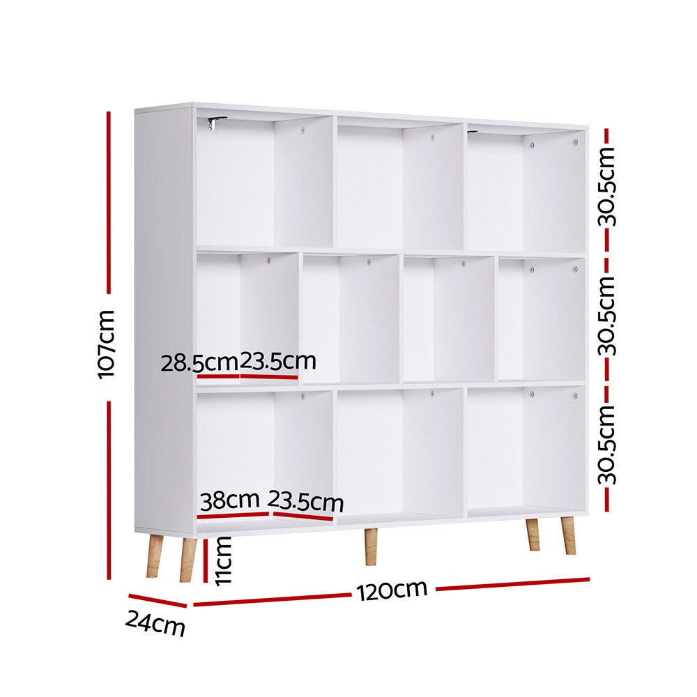 Bookshelf 3 Tiers 10 Cubes - CORA White Bookcase Fast shipping On sale