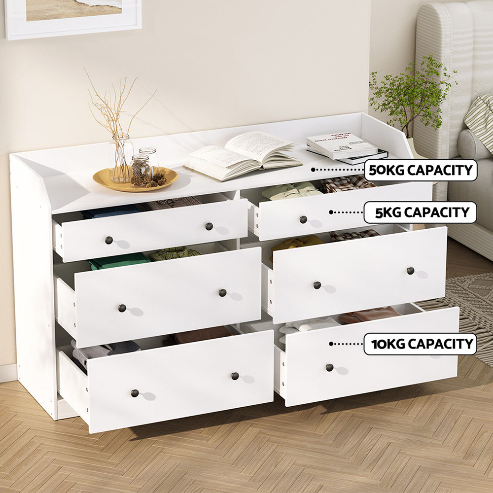 6 Chest of Drawers - PETE White Of Fast shipping On sale