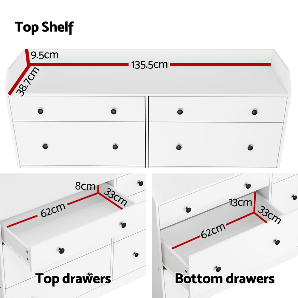 6 Chest of Drawers - PETE White Of Fast shipping On sale