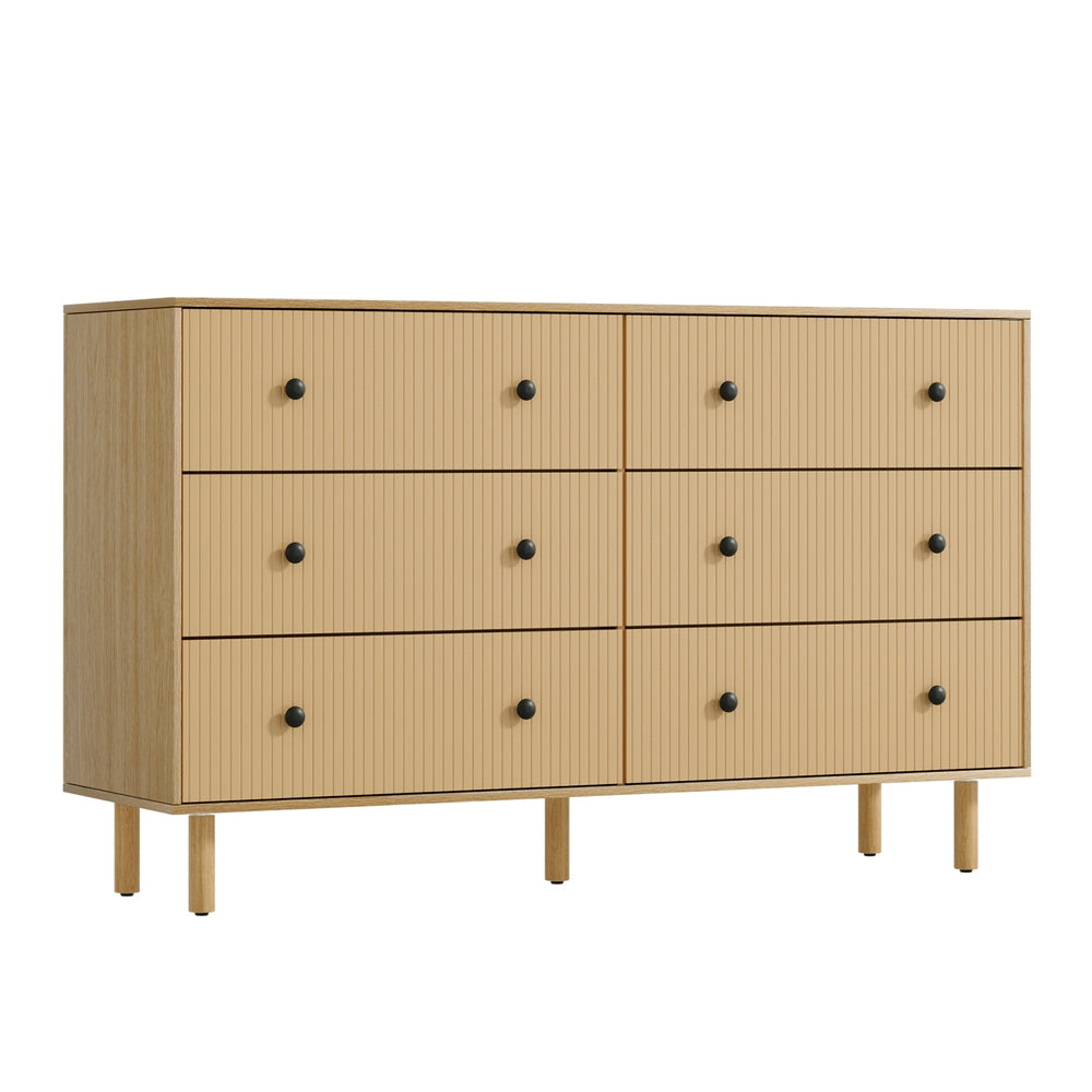 6 Chest of Drawers Flutted Front - RUTH Oak Of Fast shipping On sale