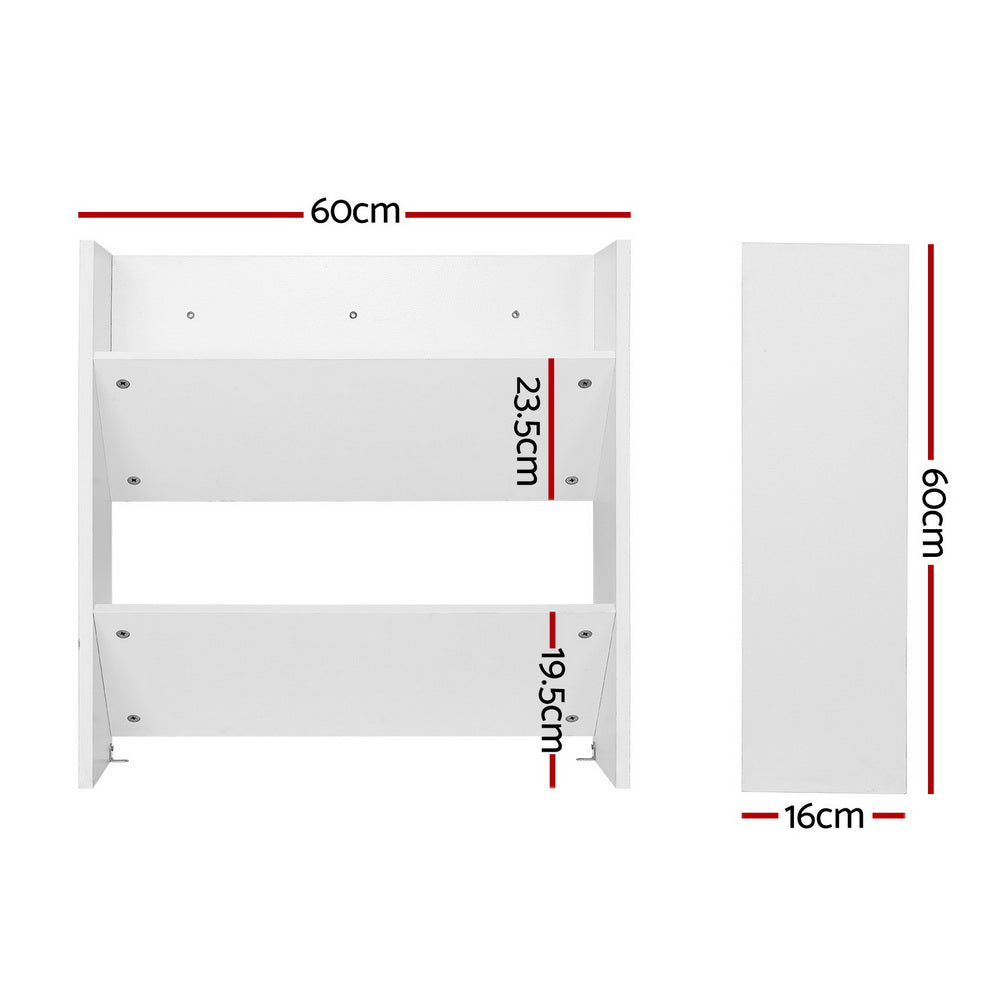 Shoe Rack 2-tier 12 Pairs Wall Mounted x2 - White Cabinet Fast shipping On sale