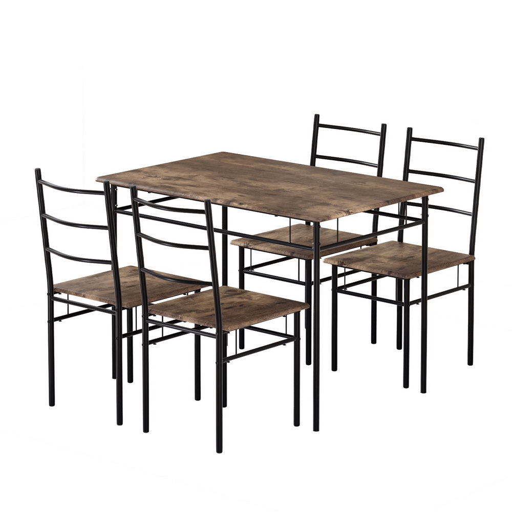 Dining Table and Chairs Set 5PCS Industrial Wooden Metal Desk Walnut Fast shipping On sale